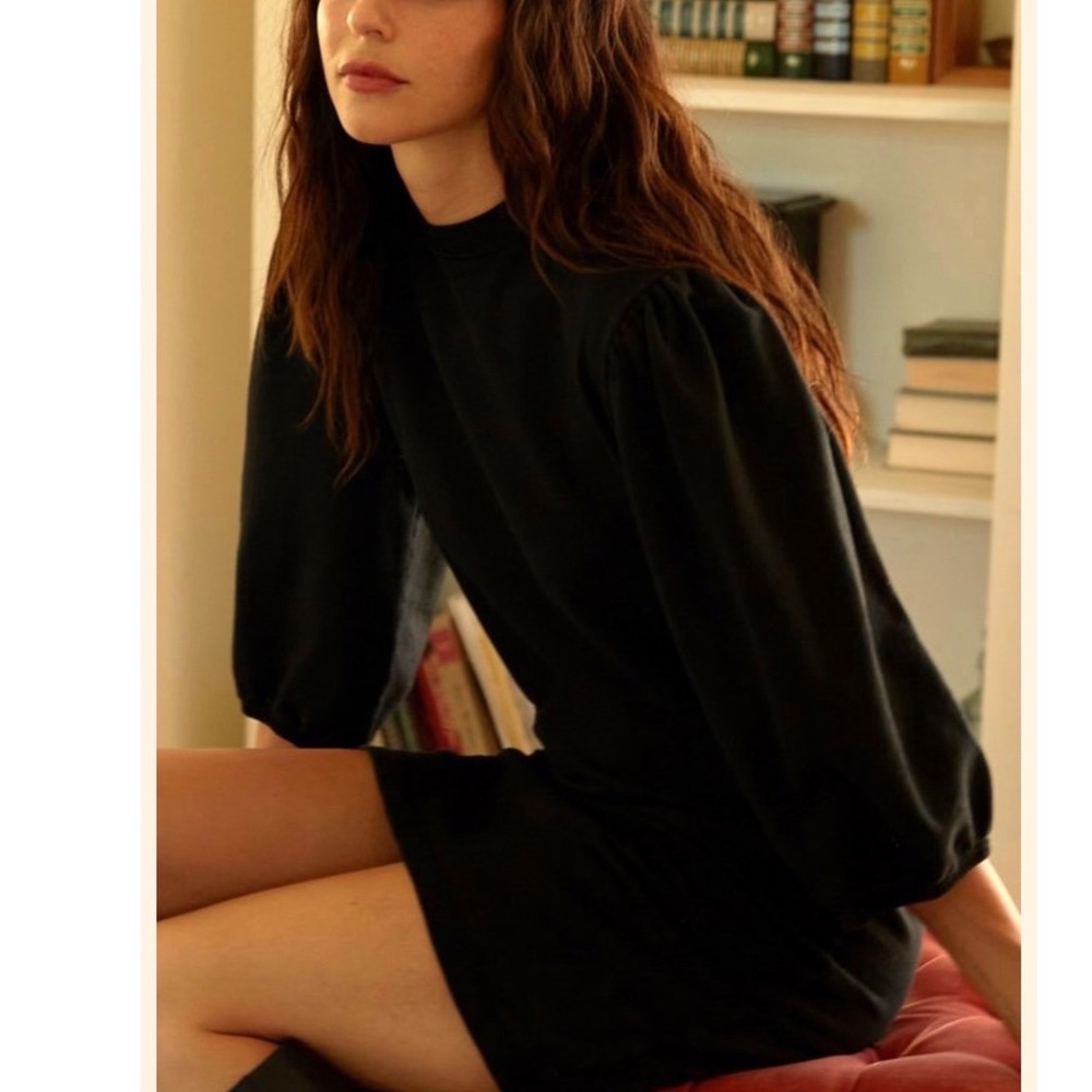 NWT Etica Isabelle Puff Sleeve Dress Black Beauty‎ 100% Cotton S